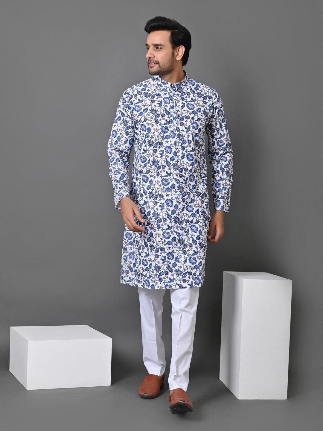 Floral White Kurta Set