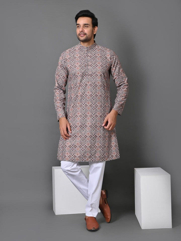 Geometric Grey Kurta Set