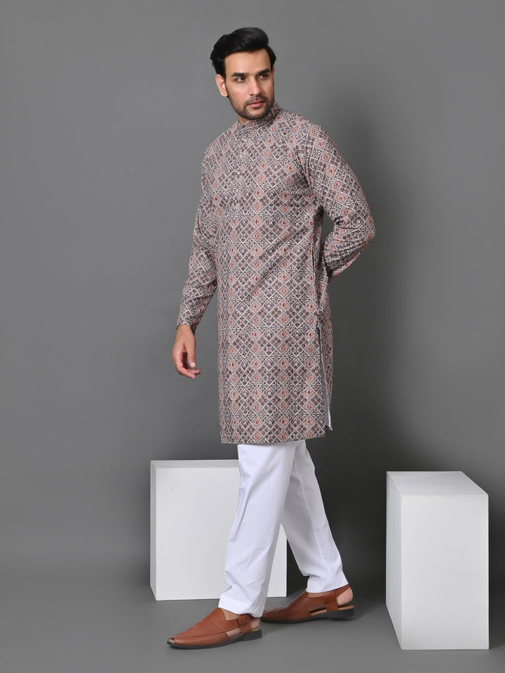 Geometric Grey Kurta Set