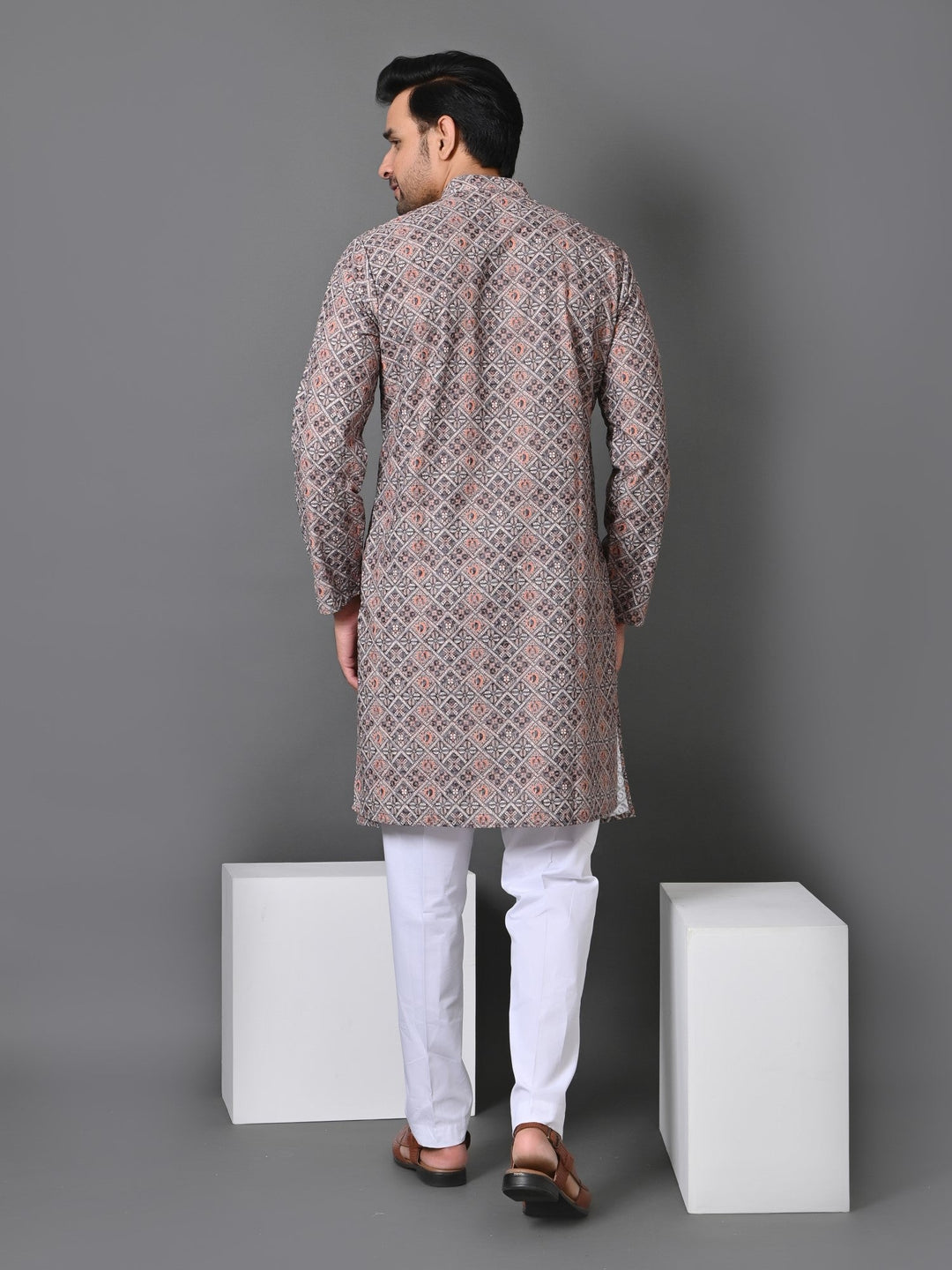 Geometric Grey Kurta Set