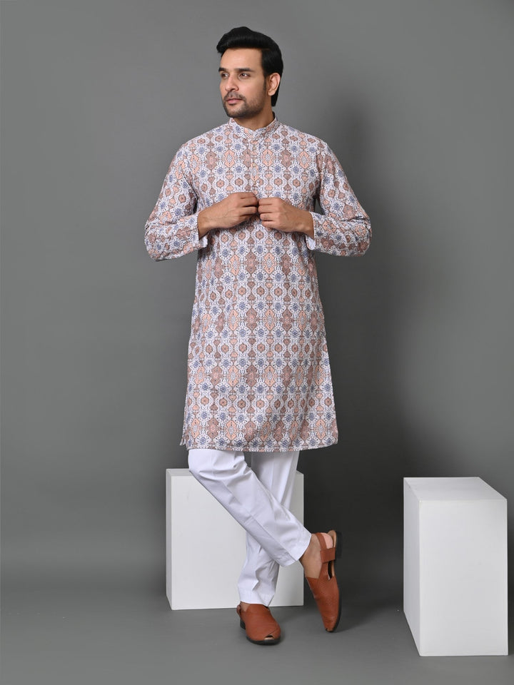 Ethnic Motifs Cream Kurta Set