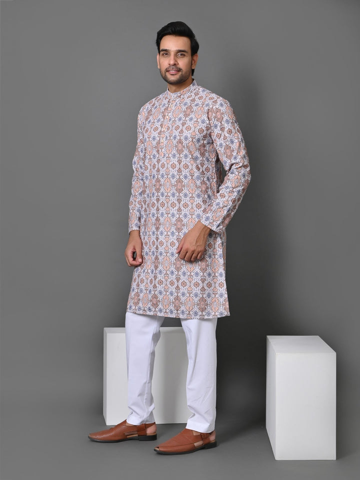 Ethnic Motifs Cream Kurta Set