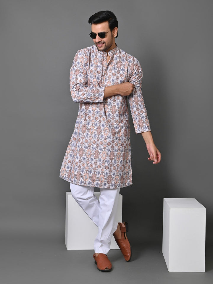 Ethnic Motifs Cream Kurta Set