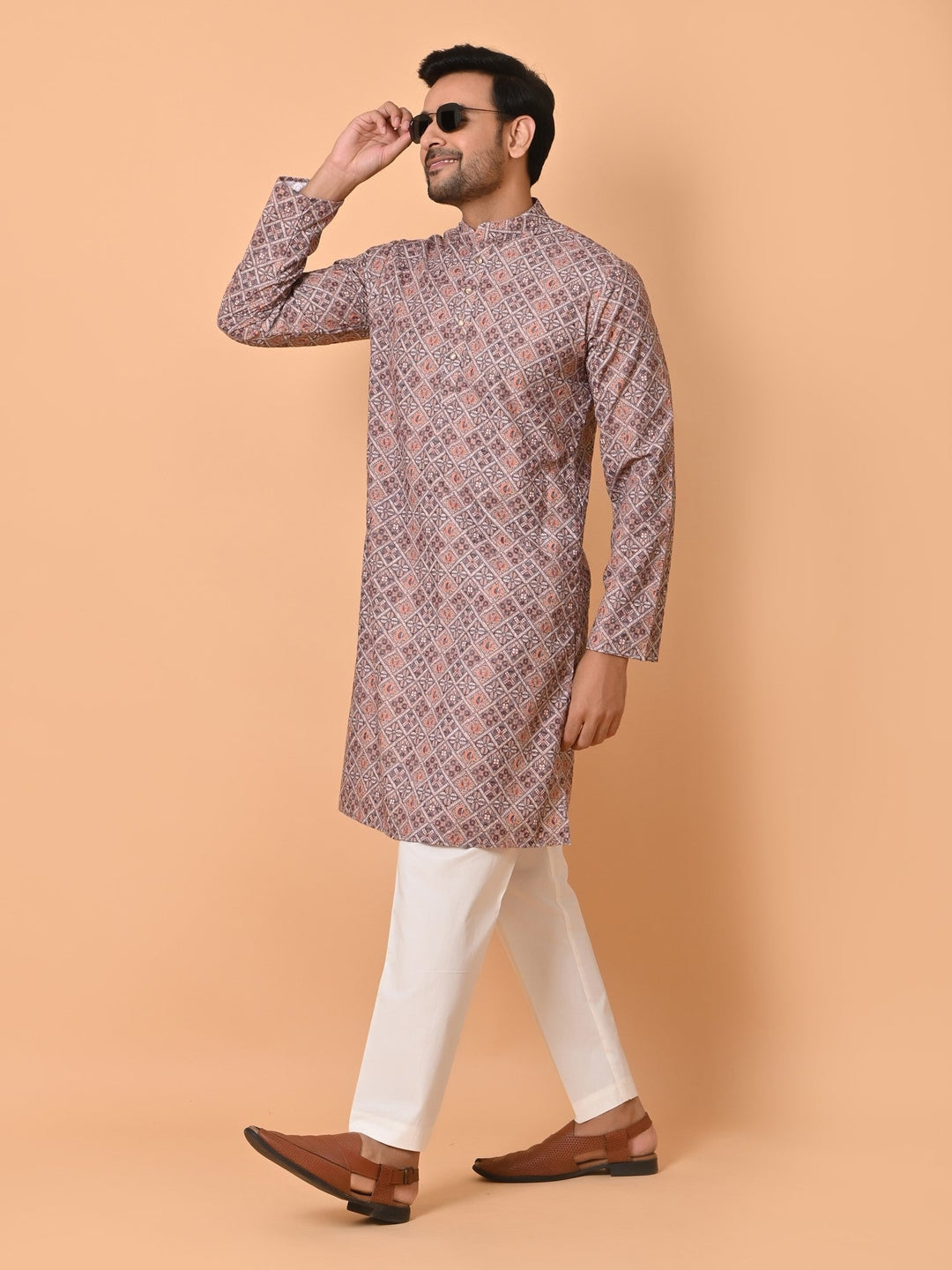 Chikan Brown Kurta Set