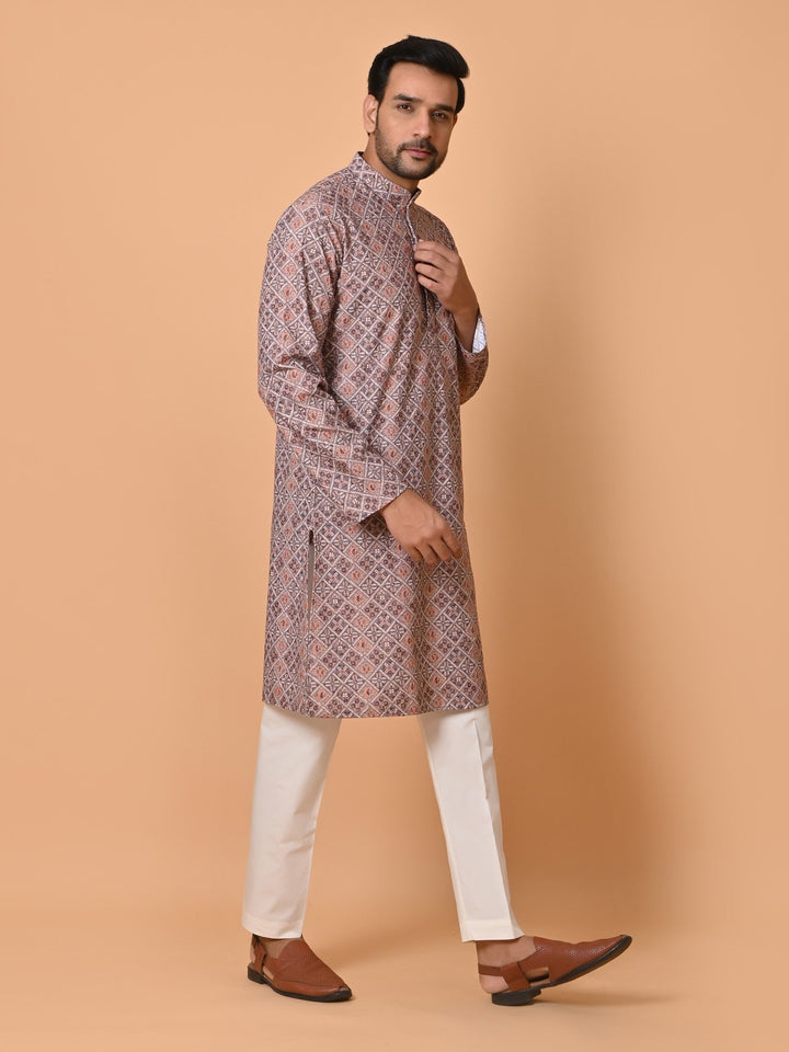 Chikan Brown Kurta Set