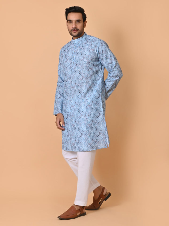 Geometric Blue Kurta Set