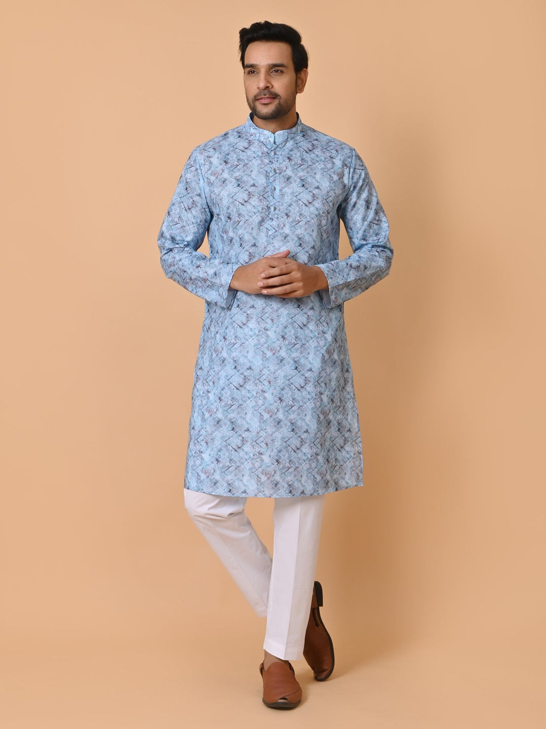 Geometric Blue Kurta Set