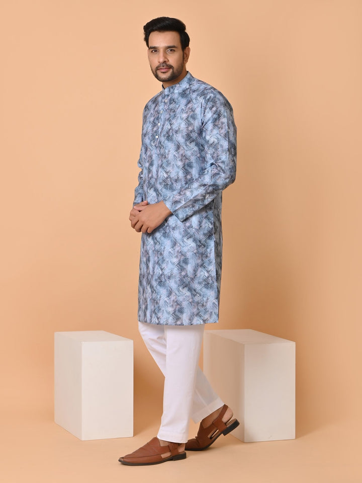 Abstract Blue Kurta Set