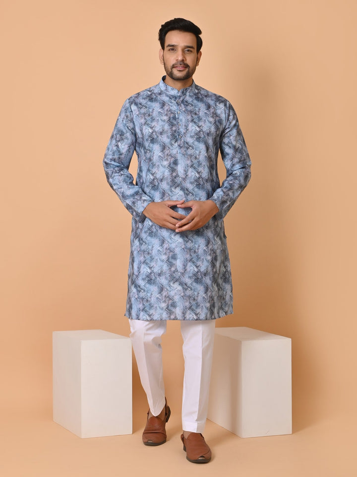 Abstract Blue Kurta Set