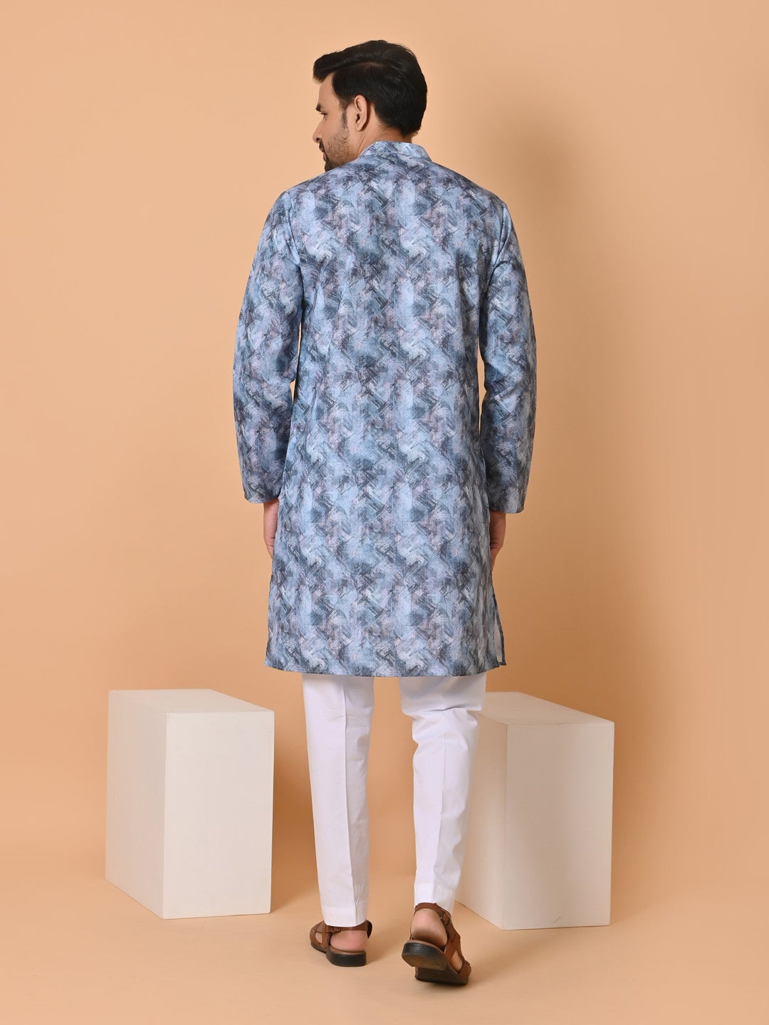 Abstract Blue Kurta Set