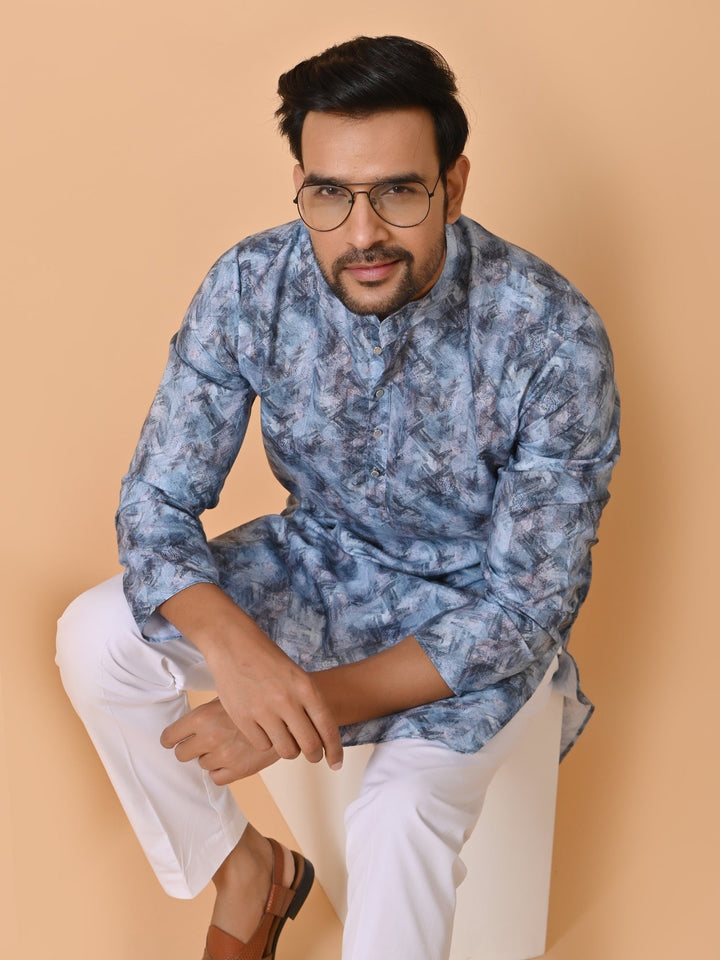 Abstract Blue Kurta Set