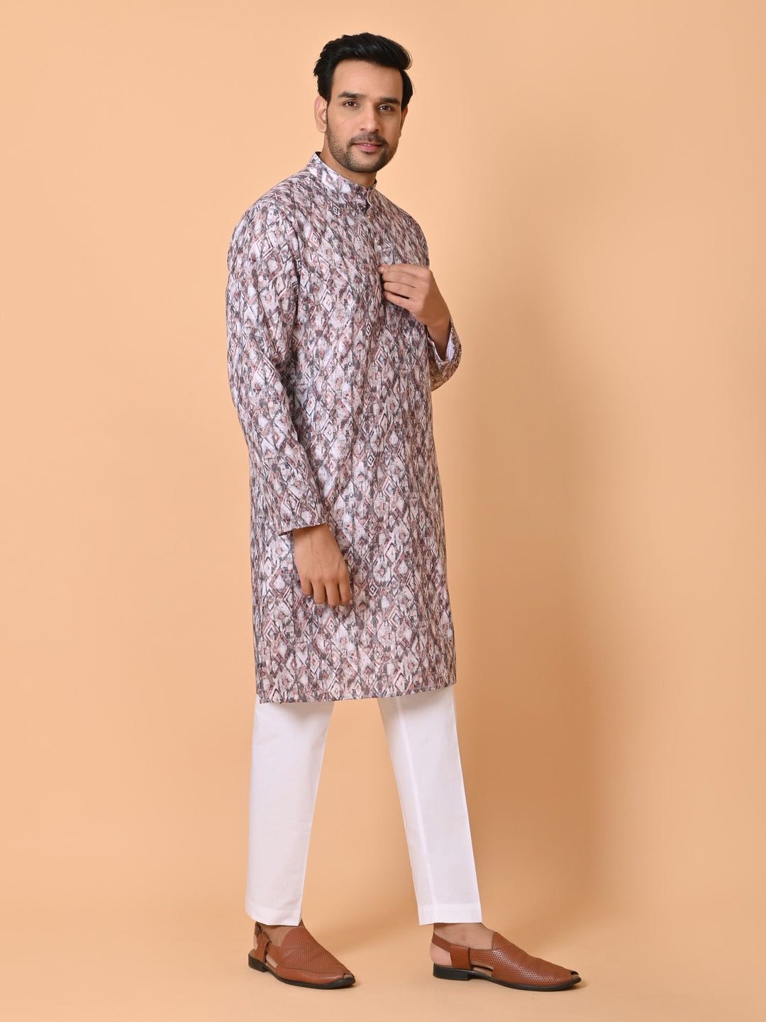 Geometric Brown Kurta Set