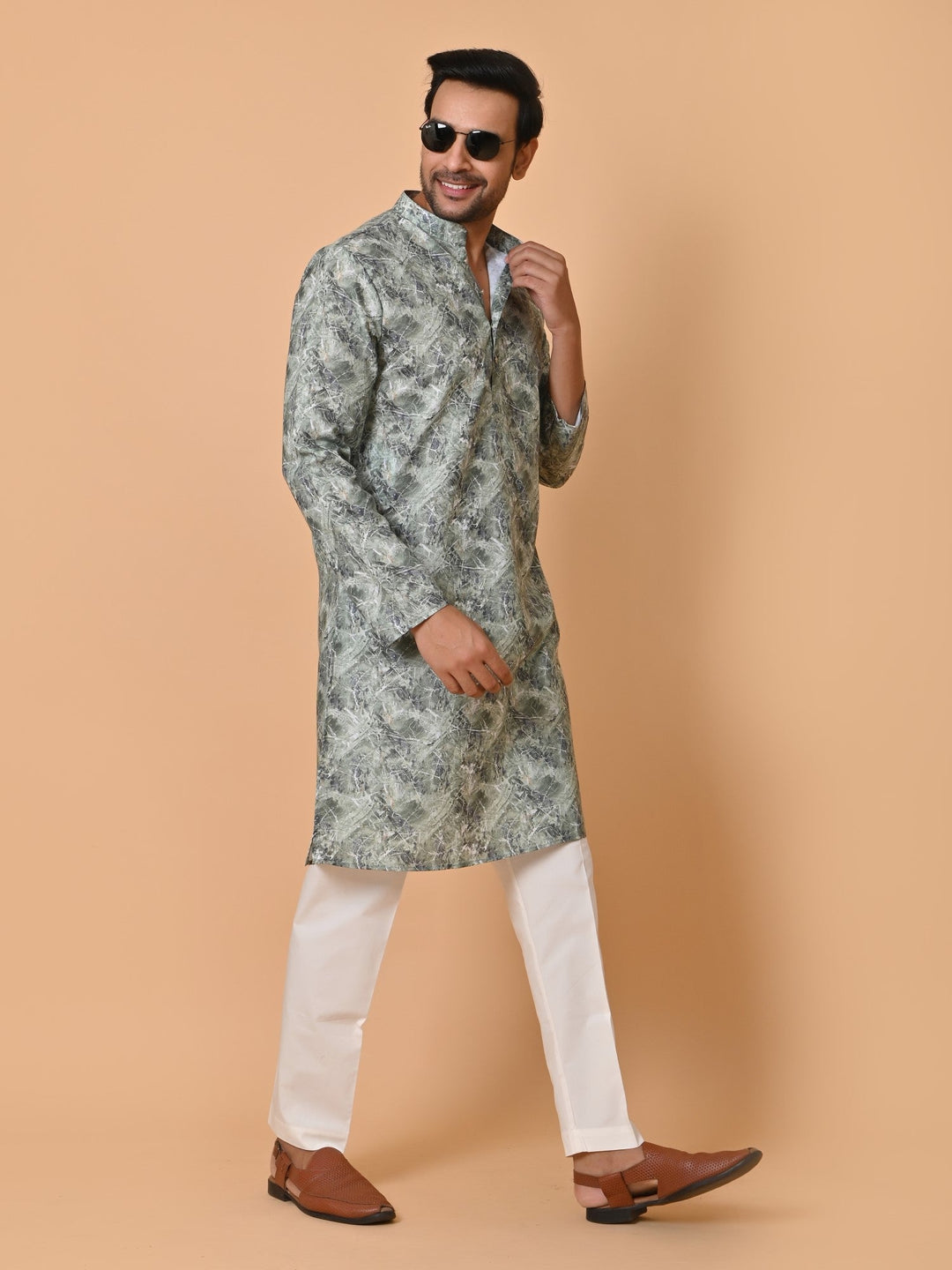 Textured Green Kurta Set