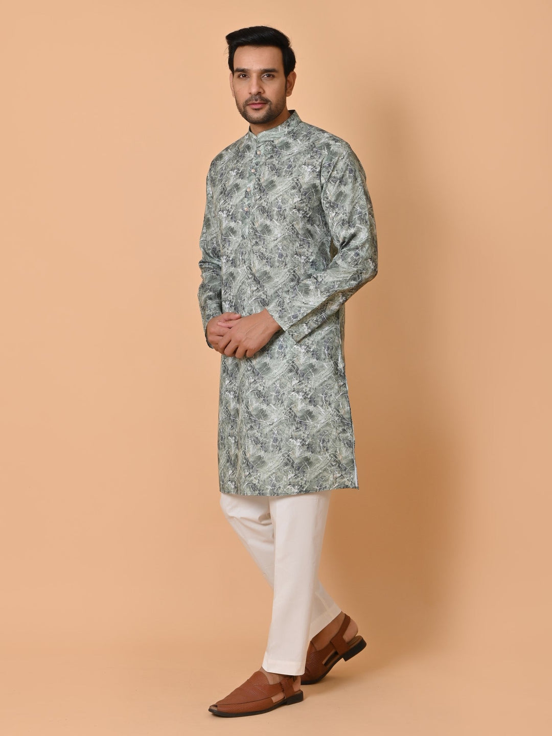 Textured Green Kurta Set