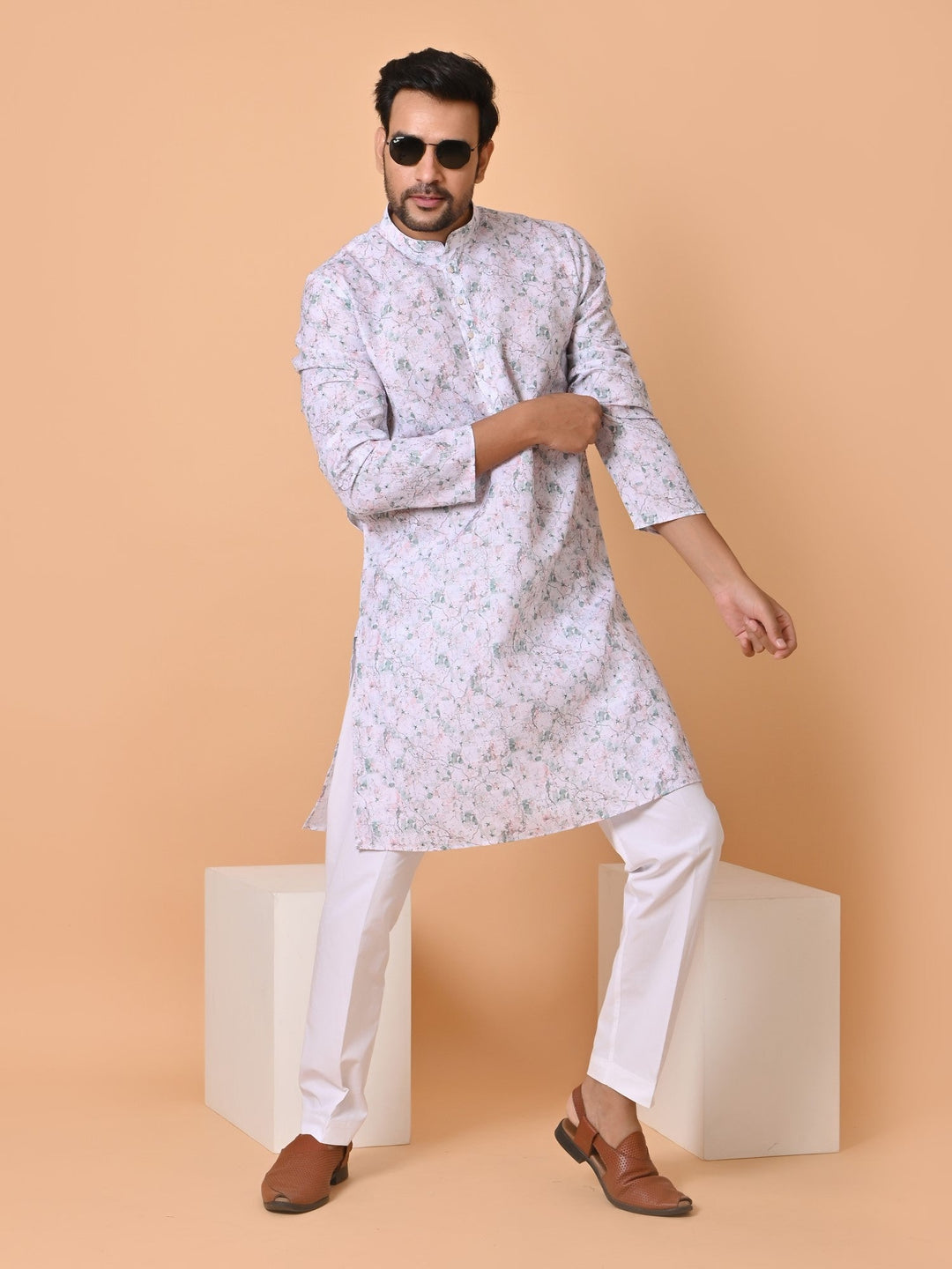 Abstract White Kurta Set