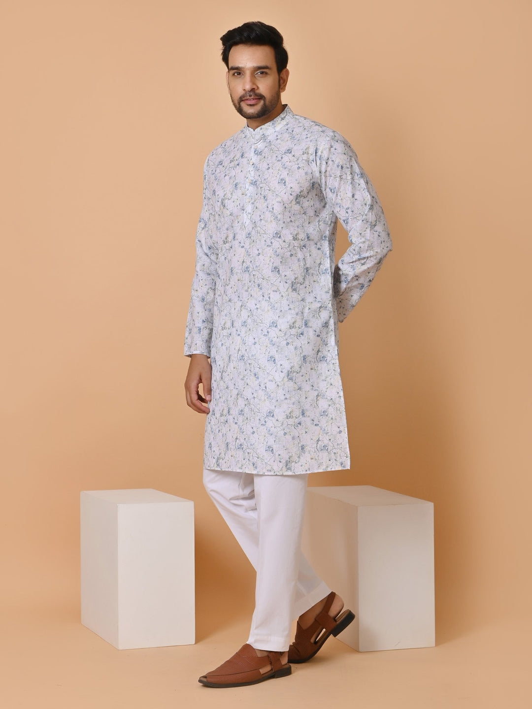 Abstract White Kurta Set