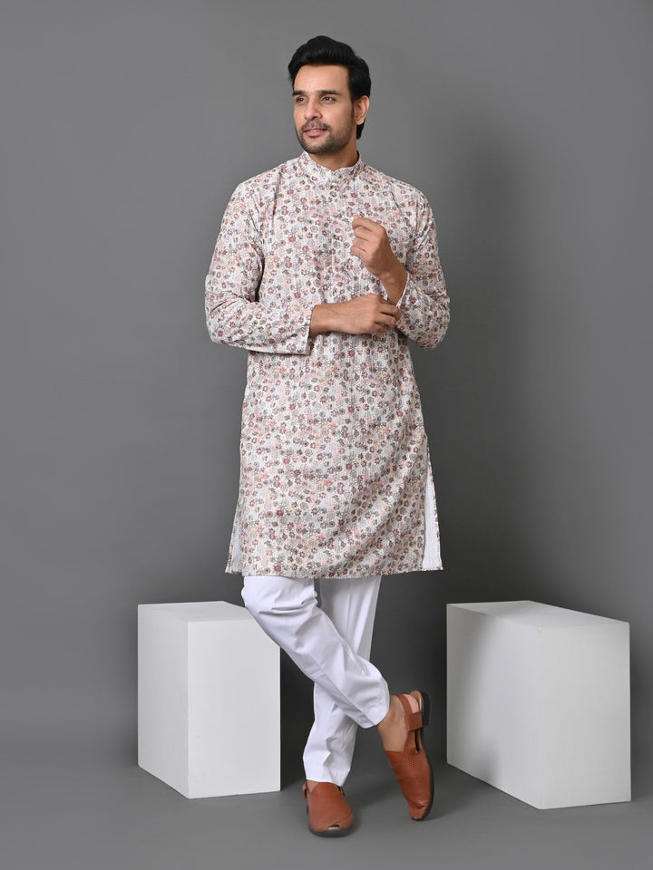 Floral Beige Kurta Set