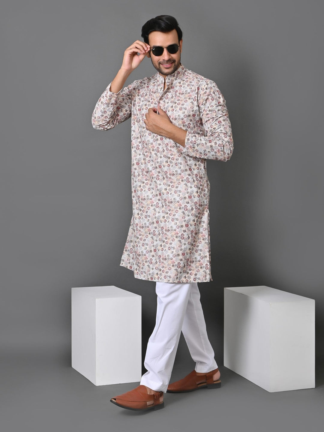 Floral Beige Kurta Set