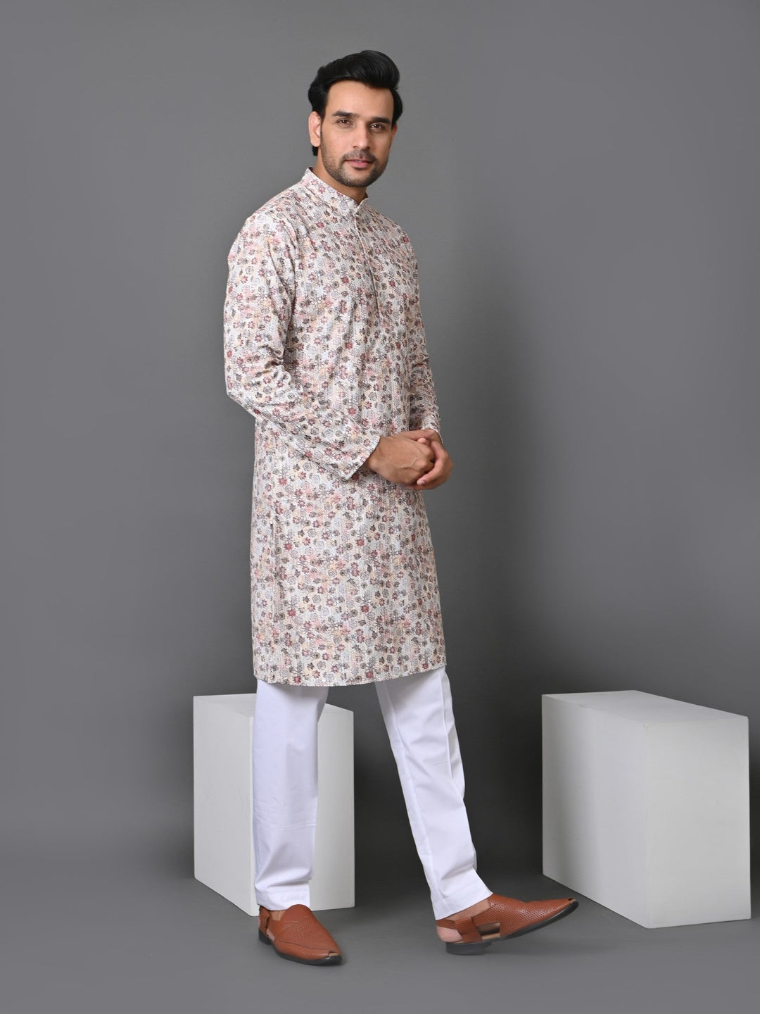 Floral Beige Kurta Set