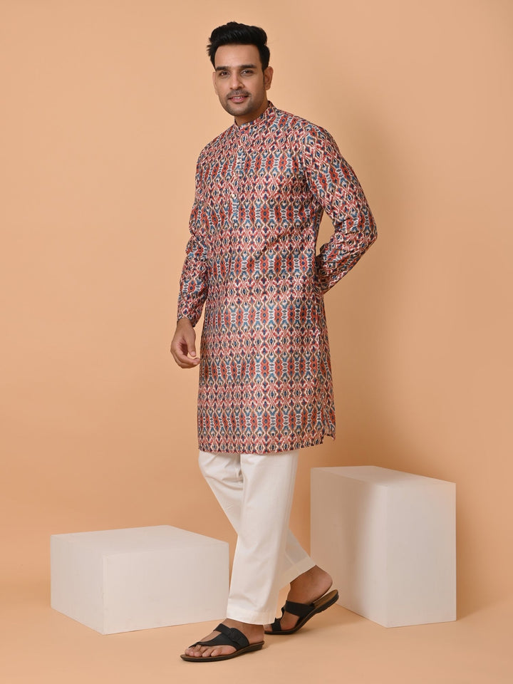 Abstract Red Kurta Set