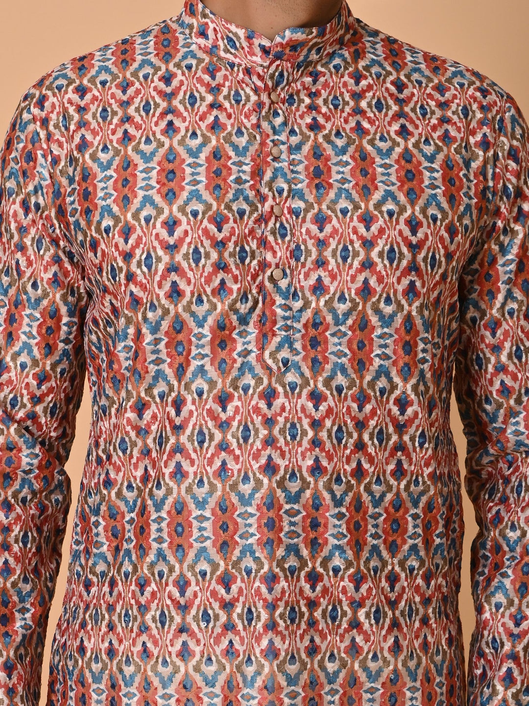 Abstract Red Kurta Set