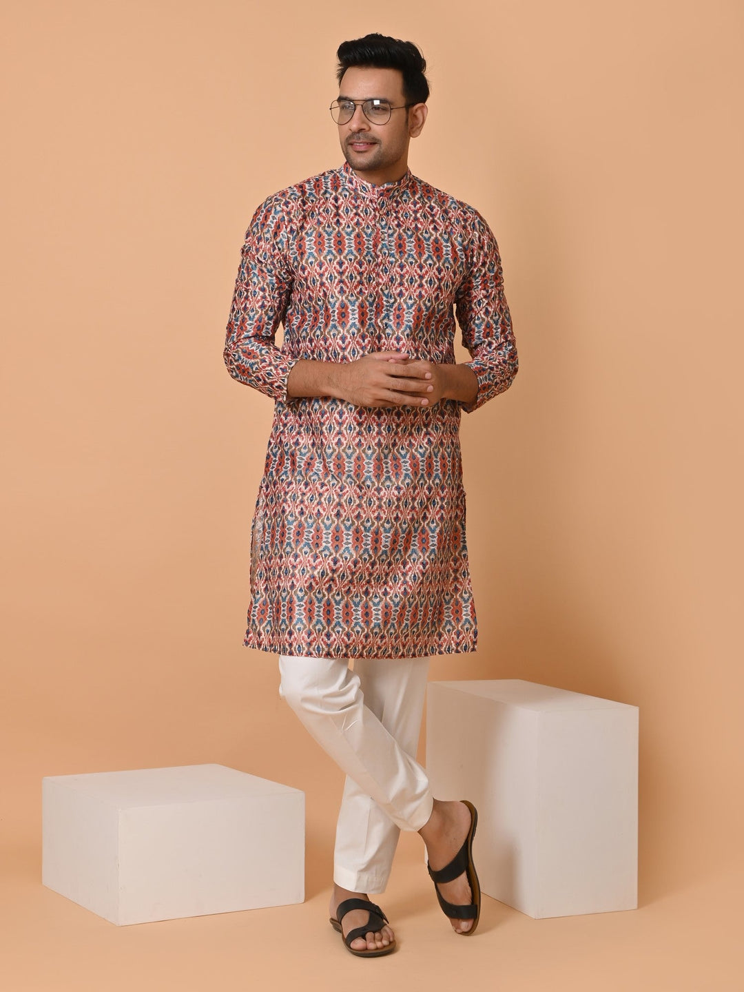 Abstract Red Kurta Set