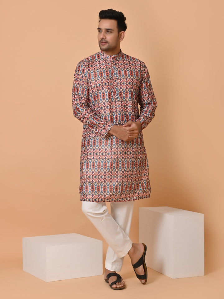 Abstract Red Kurta Set