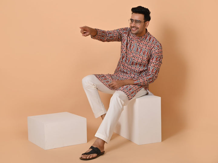 Abstract Red Kurta Set