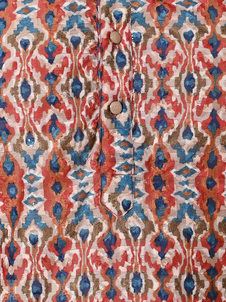 Abstract Red Kurta Set