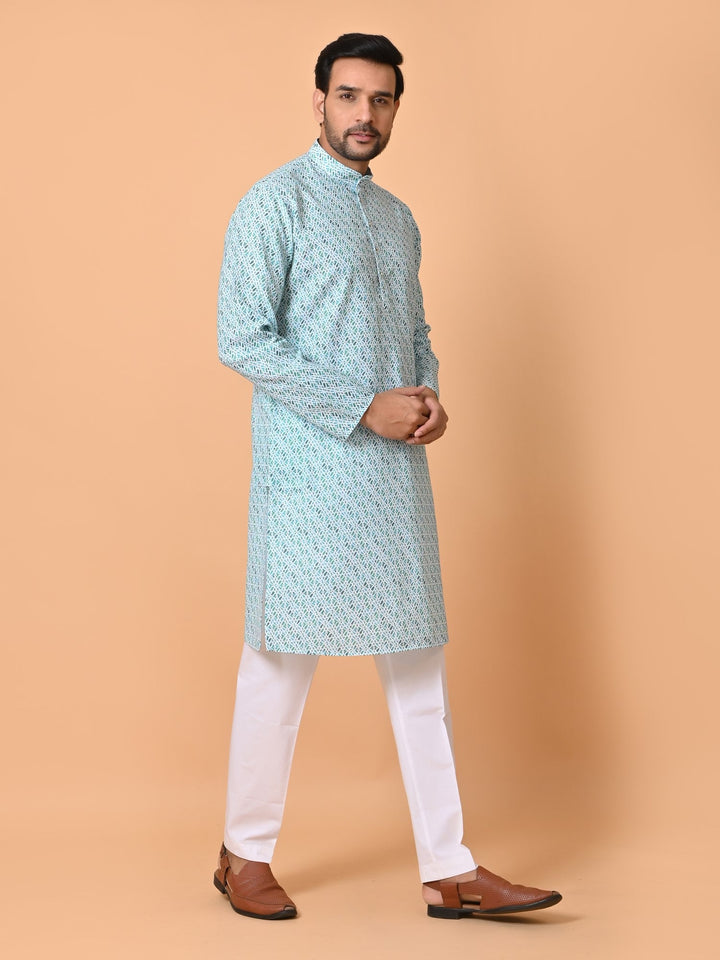 Abstract Green Kurta Set