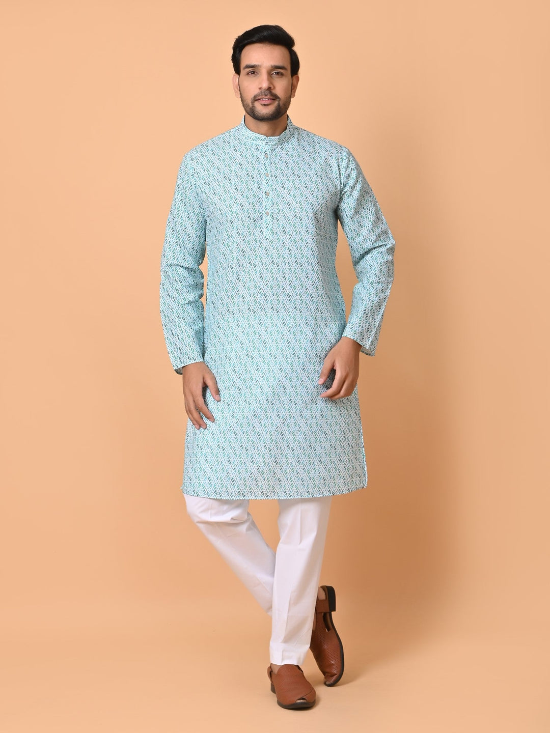 Abstract Green Kurta Set