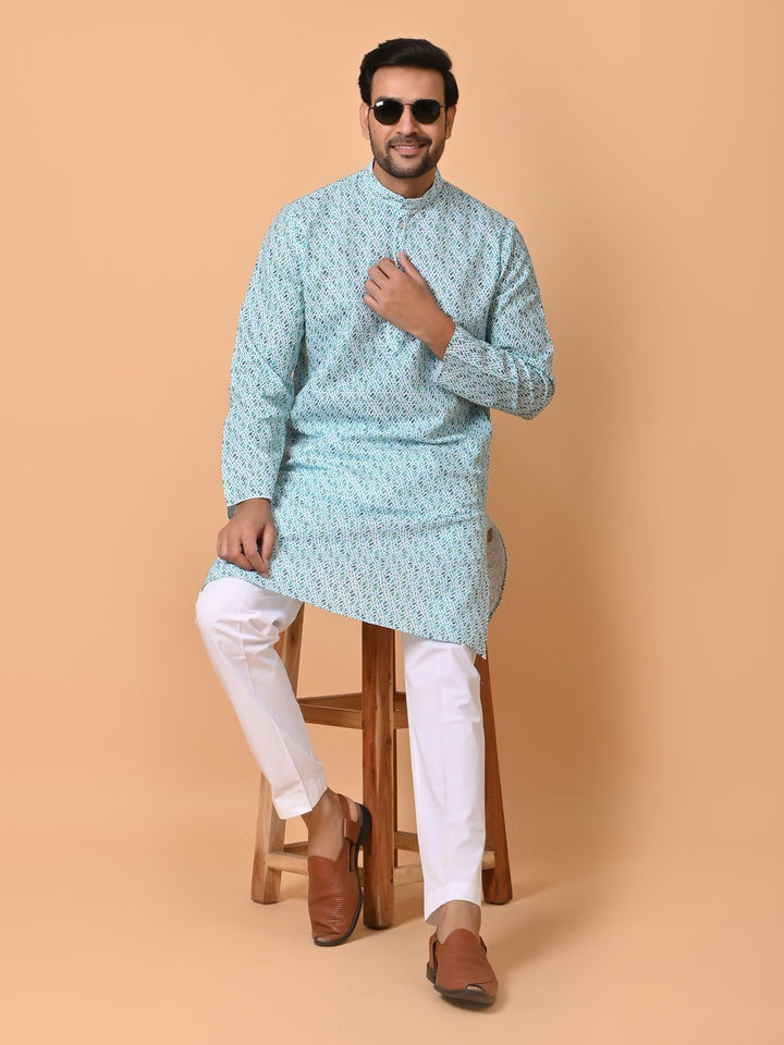 Abstract Green Kurta Set