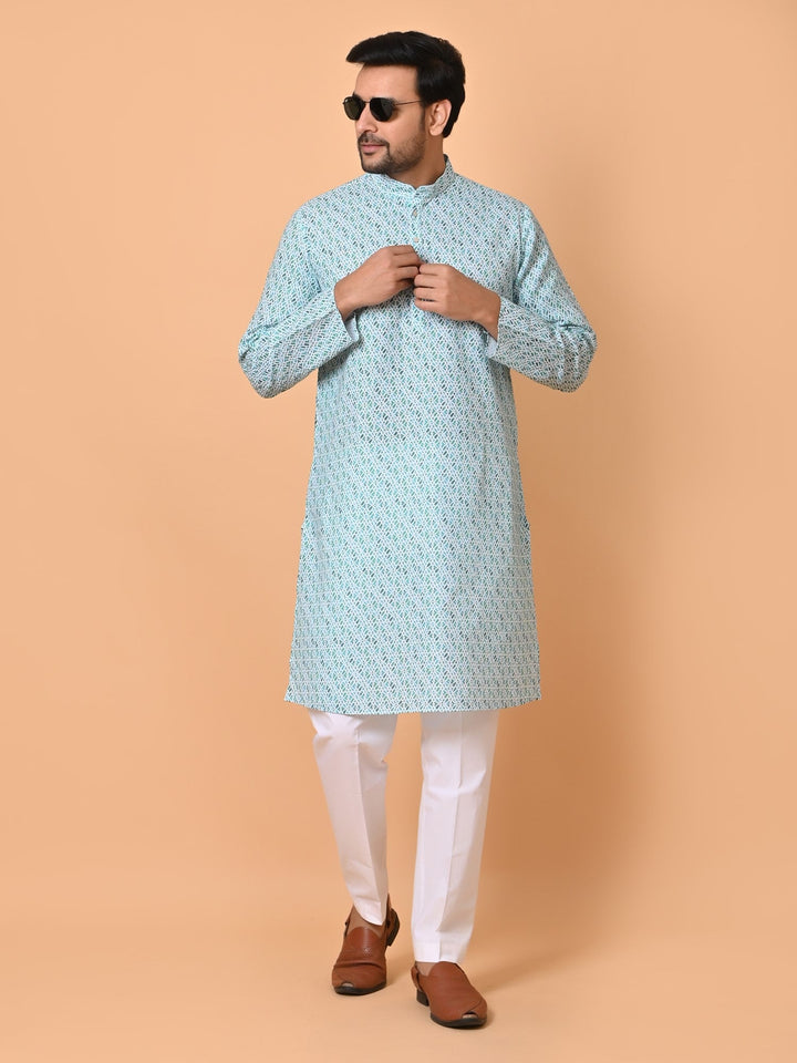 Abstract Green Kurta Set