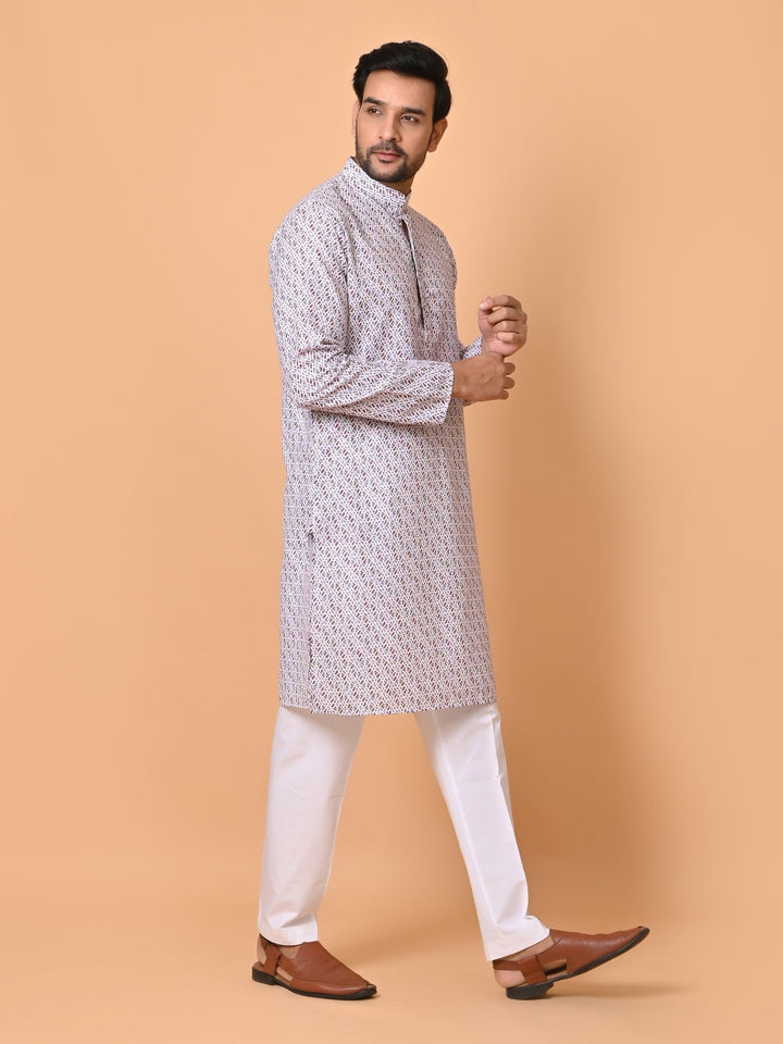 Abstract White Kurta Set