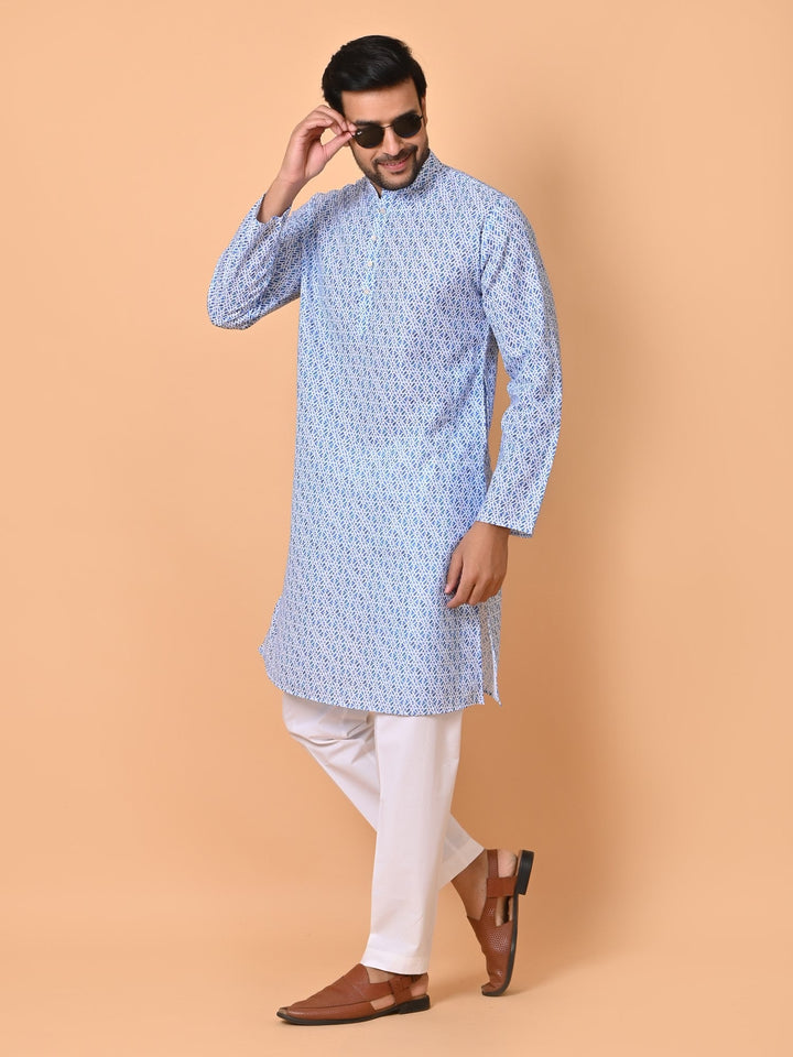 Abstract Blue Kurta Set