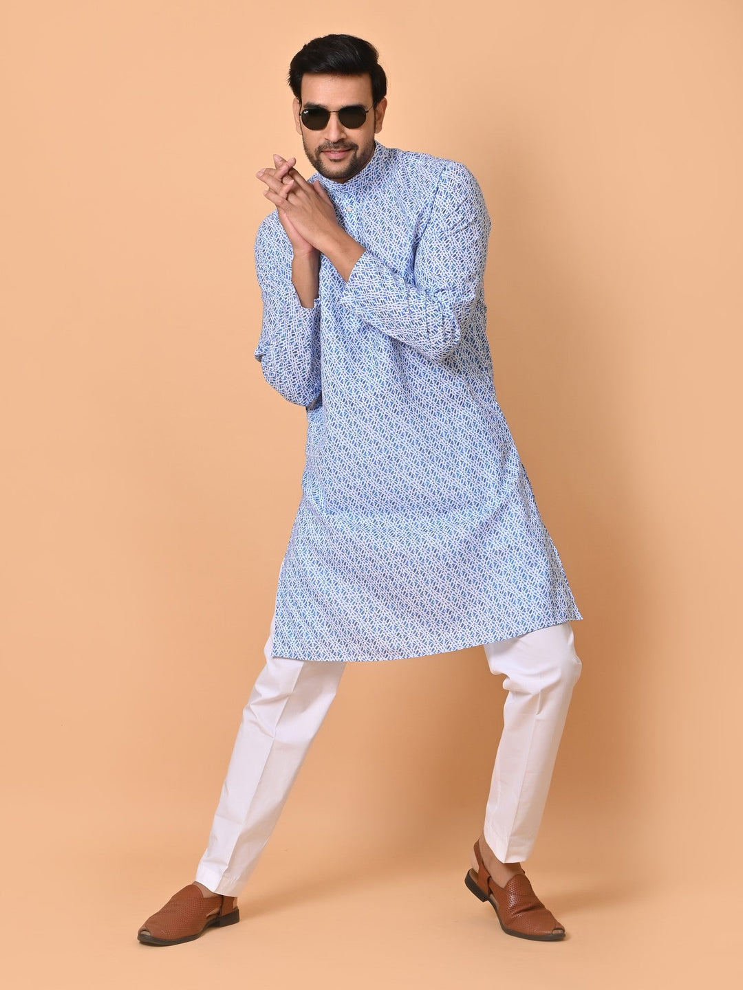 Abstract Blue Kurta Set