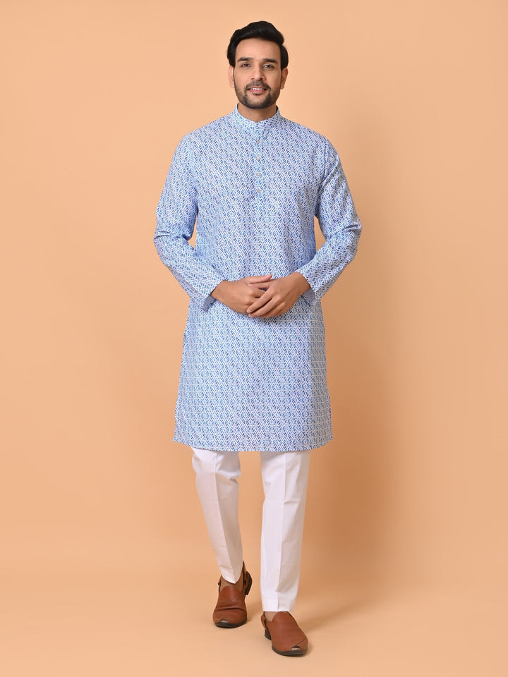 Abstract Blue Kurta Set