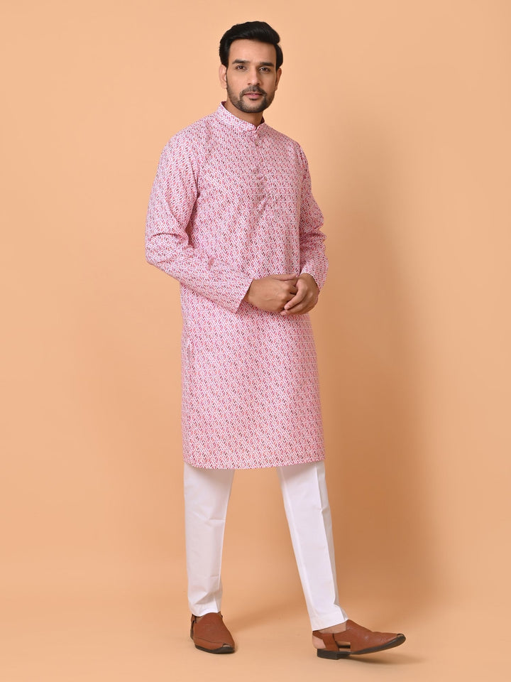 Abstract Pink Kurta Set