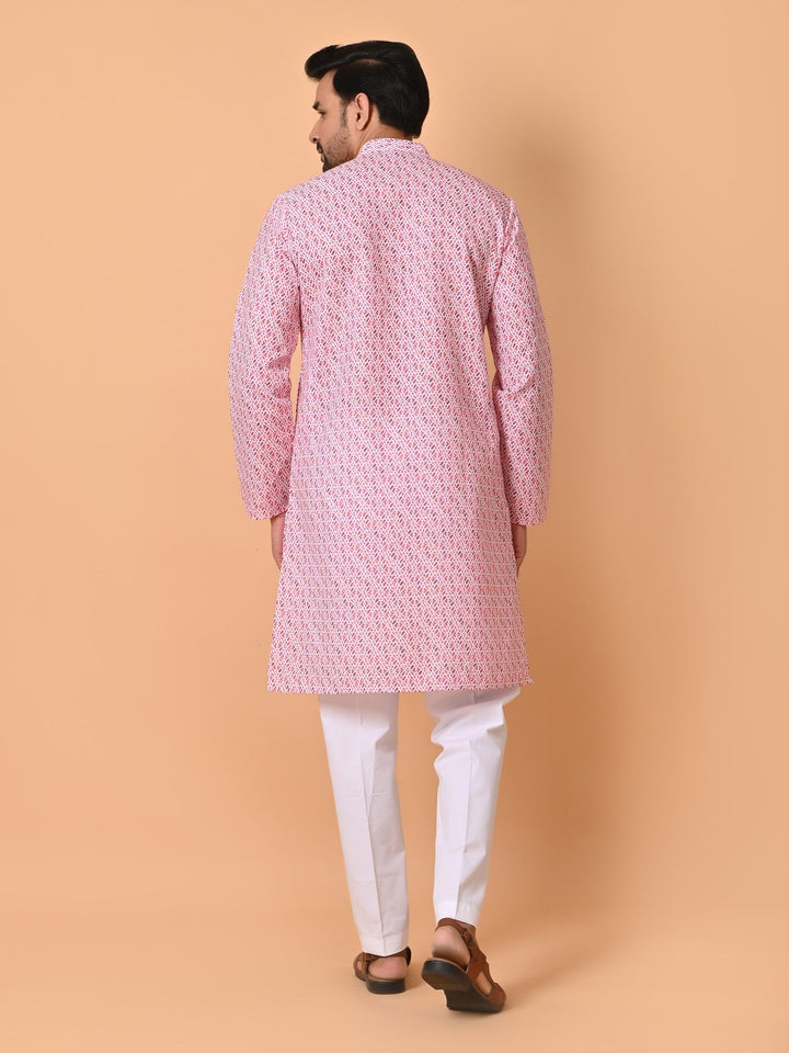 Abstract Pink Kurta Set