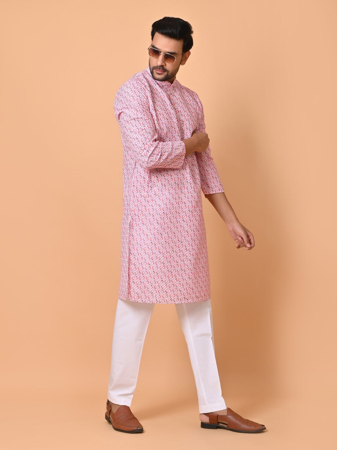 Abstract Pink Kurta Set