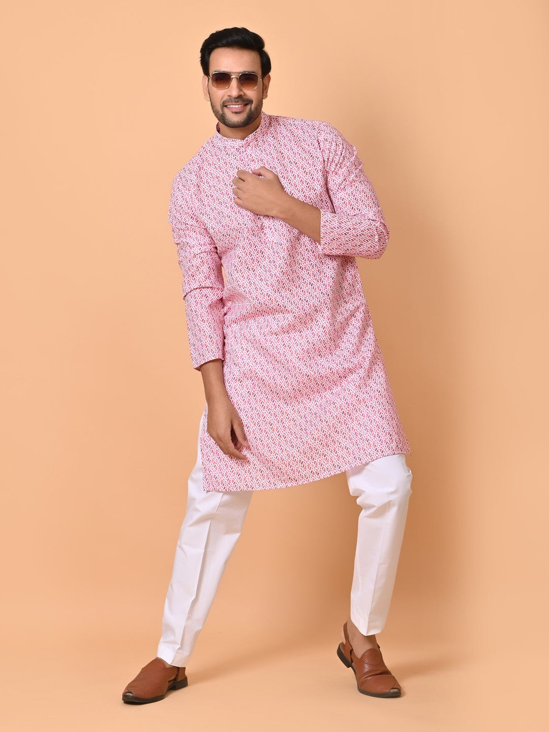 Abstract Pink Kurta Set