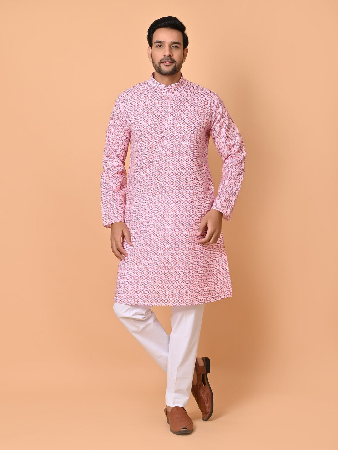 Abstract Pink Kurta Set