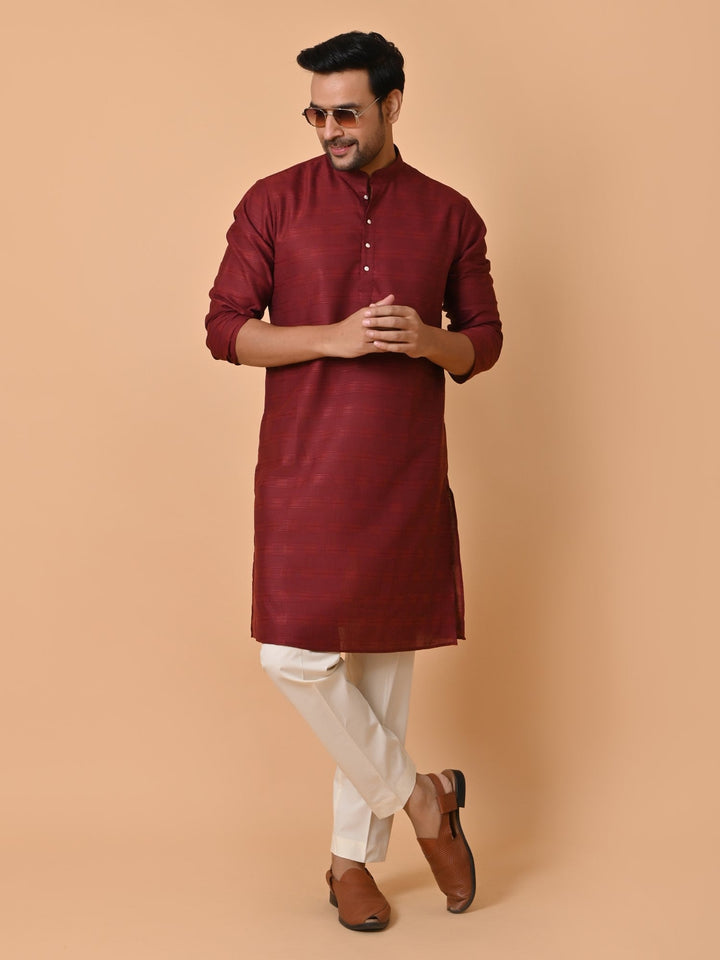 Striped Wine Kurta Set