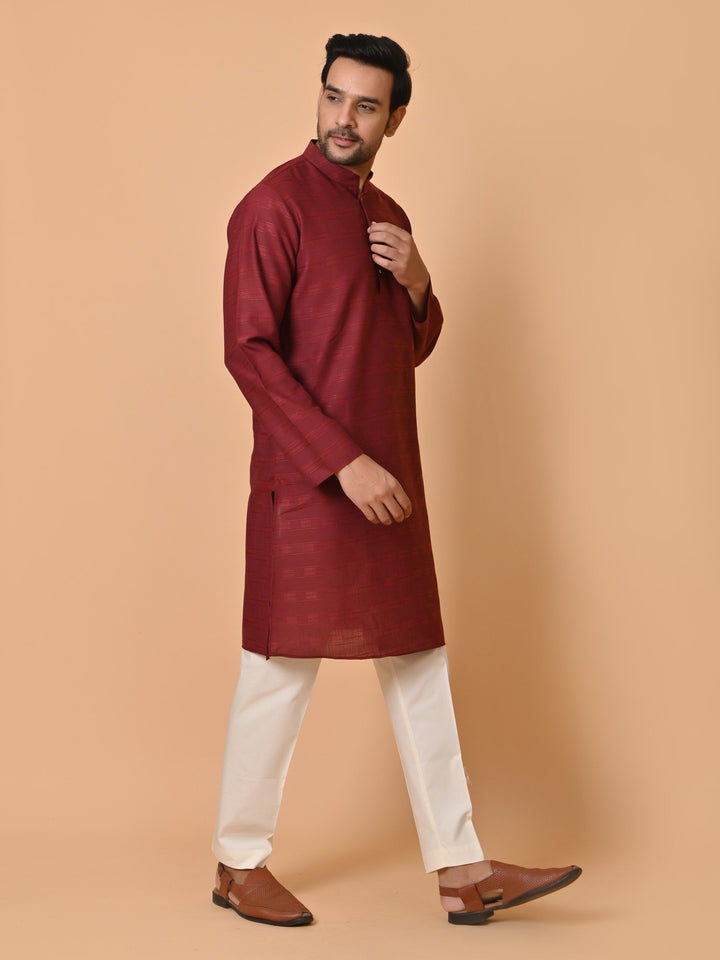 Striped Wine Kurta Set