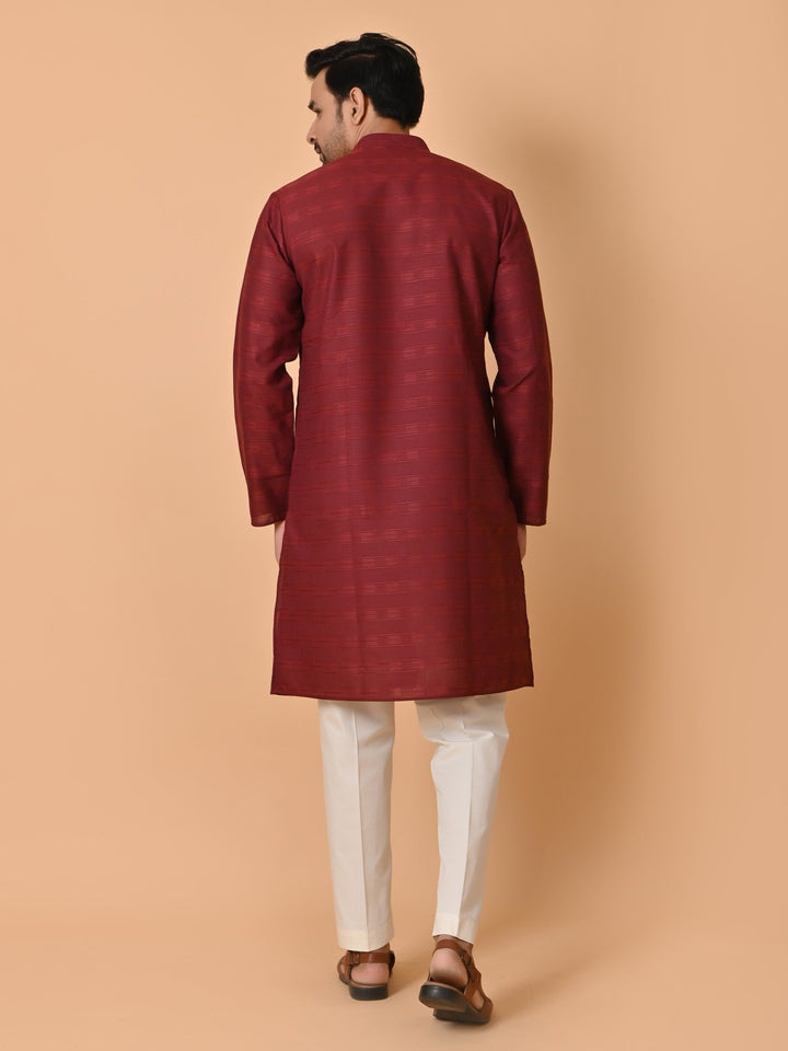 Striped Wine Kurta Set