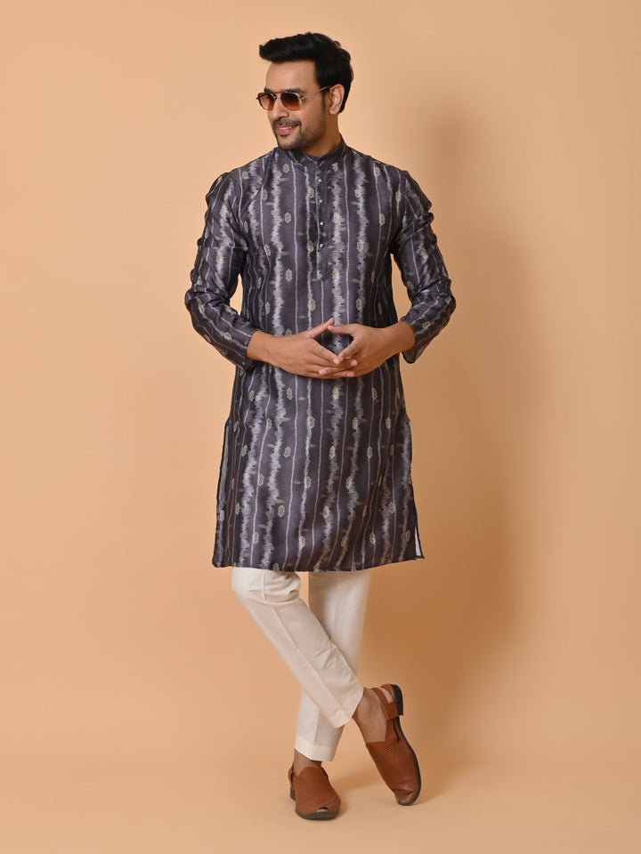 Striped Grey Kurta Set