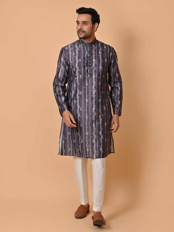 Striped Grey Kurta Set