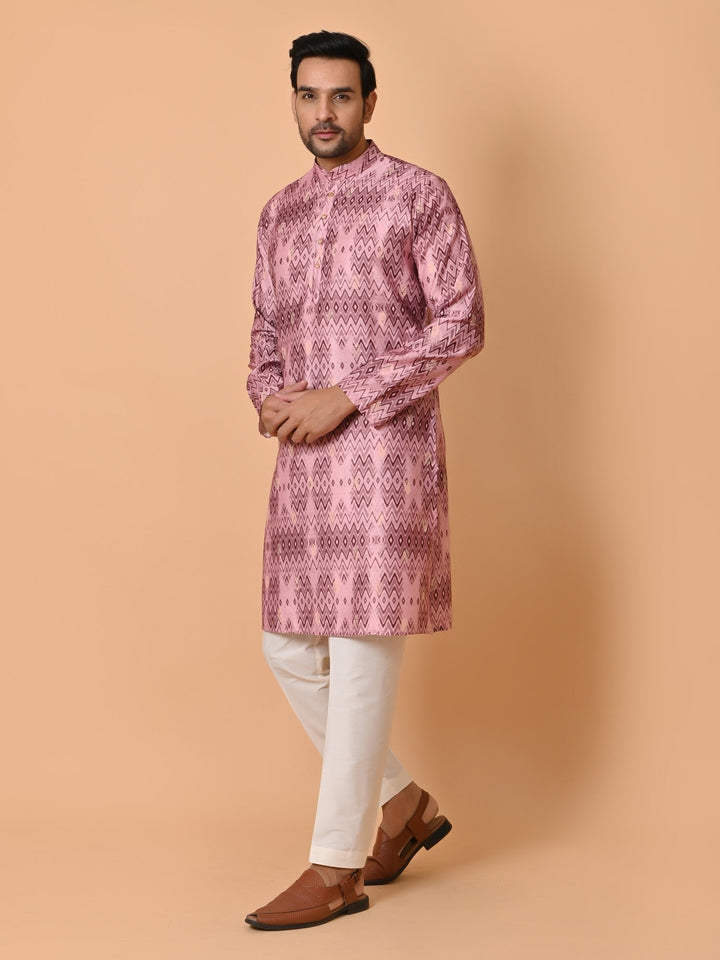 Geometric Pink Kurta Set