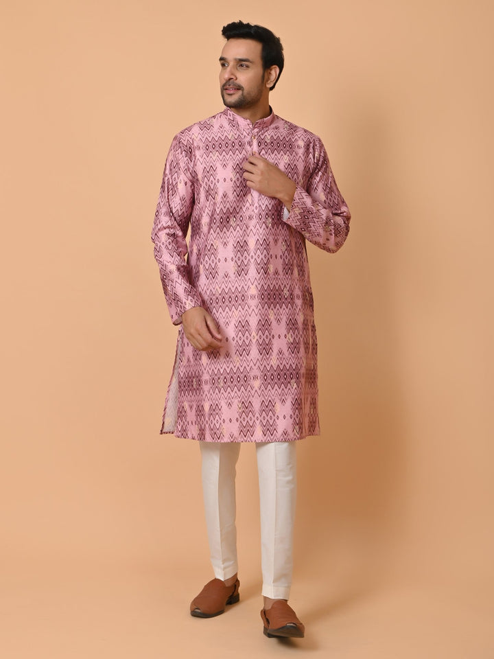 Geometric Pink Kurta Set