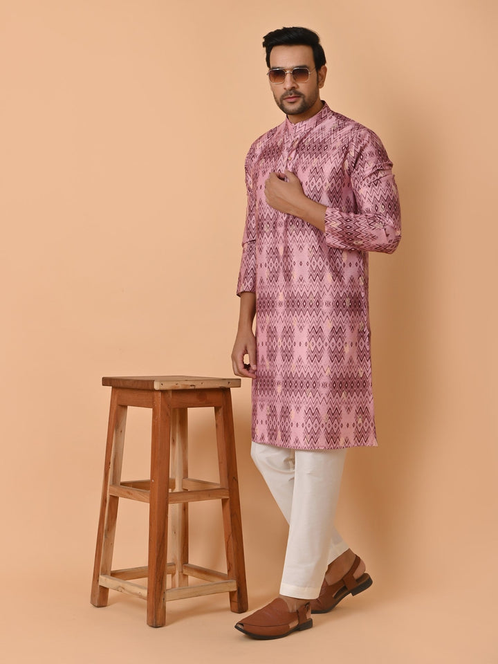 Geometric Pink Kurta Set